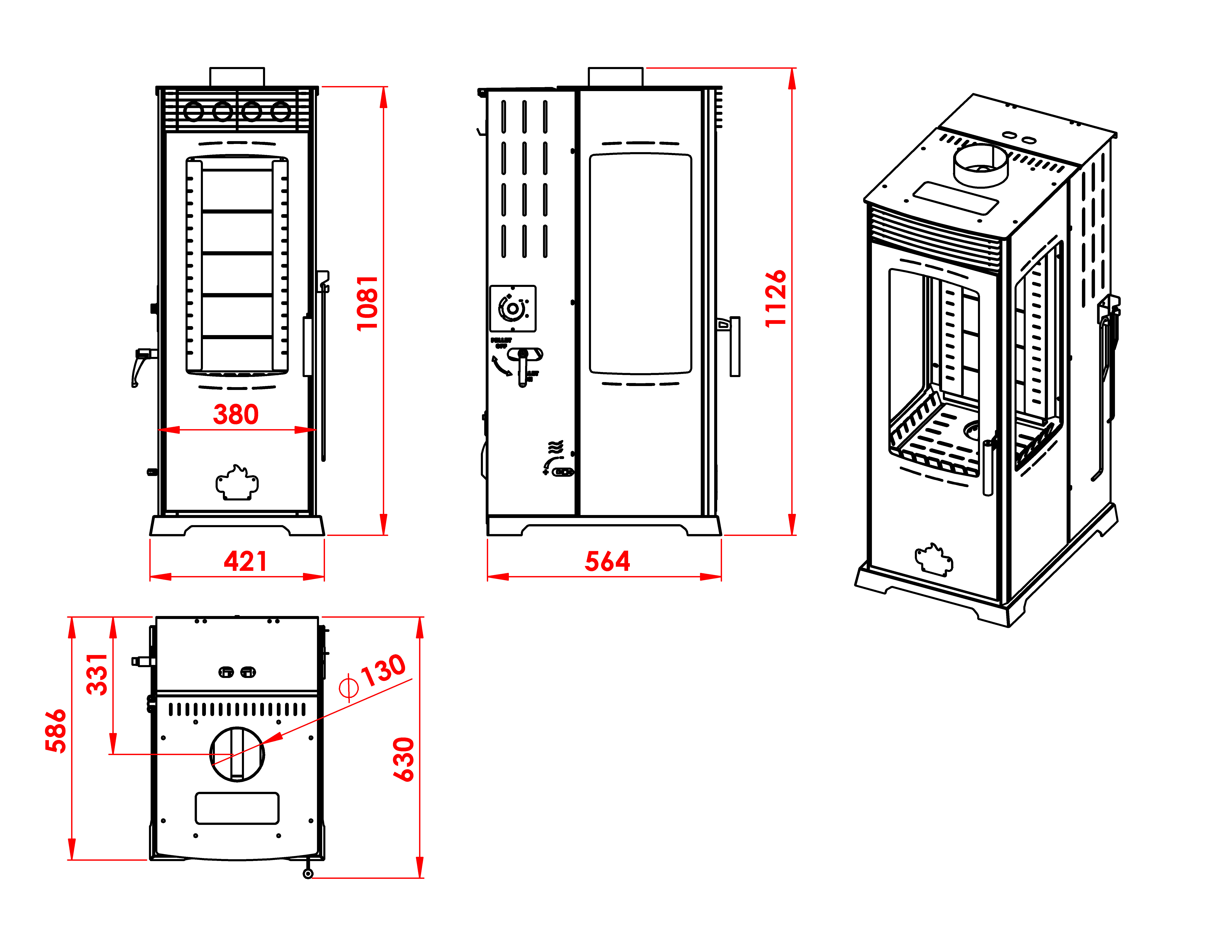FLAME PLUS FAN 12 KW / MANUEL PELET VE ODUN SOBASI